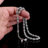 925 Ayar Gümüş Arpa Kesim Fizyon Tesbih Model 11 thumbnail 3