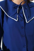 İncili Denizci Yaka Kısa Gömlek Lacivert thumbnail 4