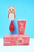 R.O.C.S. Rocs Baby Owl Bakım Seti - Bebek Diş Macunu + Diş Fırçası + Flipper Baykuş Saklama Kabı - 1