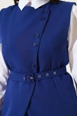 Uzun Yelekli Çapraz Düğmeli İkili Takım Lacivert thumbnail 4