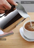 Süt Potu Paslanmaz Süt Köpürtme Sürahisi Çelik Pitcher 1000 ml - 1