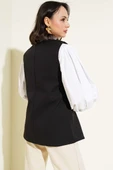 Mini Düğmeli Uzun Yelek Siyah thumbnail 3