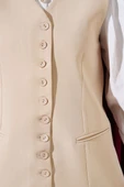 Mini Düğmeli Uzun Yelek Bej thumbnail 4