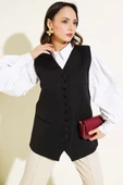 Mini Düğmeli Uzun Yelek Siyah thumbnail 1