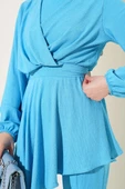 Bel Lastikli Tunik Bürümcük İkili Takım Mavi thumbnail 4