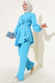Bel Lastikli Tunik Bürümcük İkili Takım Mavi thumbnail 1