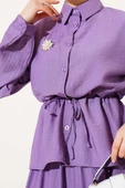 Beli Tünelli Etekli İkili Takım Lila thumbnail 4