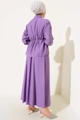 Beli Tünelli Etekli İkili Takım Lila thumbnail 3