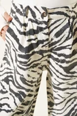 Zebra Desen Simli Palazzo Pantolon Ekru Siyah - 4