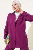 Tek Göğüs Cepli Gömlek İkili Takım Mor thumbnail 2