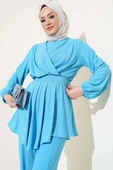 Bel Lastikli Tunik Bürümcük İkili Takım Mavi thumbnail 2