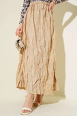 Kırışık Pileli Etek Bej - 2