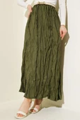 Kırışık Pileli Etek Haki - 1