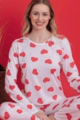 Kalpli Bisiklet Yaka Viskon Pijama Takımı Ekru - 2