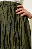 Kırışık Pileli Etek Haki - 4