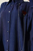 Taş Düğmeli Kalpli Salaş Gömlek Lacivert thumbnail 4