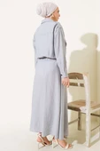 Çift Cepli Fermuarlı Etekli İkili Takım Gri thumbnail 3