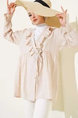 Fırfırlı Bileği Lastikli Kimono Bej - 1