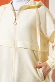Kapüşonlu Fermuarlı Araboy Kap Ekru thumbnail 4