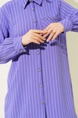 Cep Taşlı Çizgili Gömlek Lila thumbnail 4