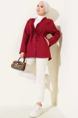 Bel Tünelli Kapitone Ceket Bordo thumbnail 2