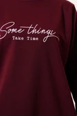 Something Baskılı İki İp Tunik Bordo - 4
