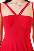 Çapraz İp Askılı Sandy Mini Elbise Kırmızı thumbnail 4