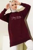 Something Baskılı İki İp Tunik Bordo - 1