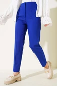 Beli Pensli Dar Paça Kumaş Pantolon Saks - 1