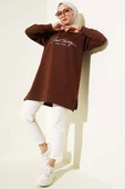 Something Baskılı İki İp Tunik Kahve thumbnail 2