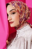Hint Motifli Soft Eşarp Latte - 1