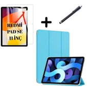 Xiaomi Redmi Pad SE 11inç Kılıf SET PU Deri Smart Tablet Kilifi Ekran Koruyucu + Kalem - 4