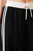 Loyşa Şeritli Geniş Paça Pantolon Siyah - 4