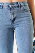 Dar Paça Likralı Kot Pantolon Mavi - 4