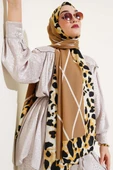 Leopar Şeritli Çizgili Medine Şal Latte thumbnail 1