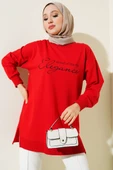 Elegance Baskılı İki İplik Tunik Kırmızı - 2