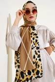 Leopar Şeritli Çizgili Medine Şal Latte thumbnail 2