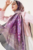 Mercan Desen Soft Şal Siyah Mor - 1