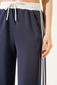 Loyşa Şeritli Geniş Paça Pantolon Füme - 4