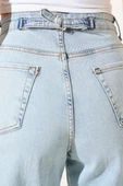 Tokalı Pensli Baggy Kot Pantolon Kar Açık - 4
