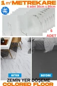Renkli Duvarlar 6 Adet 30cm x 60cm Yapışkanlı Colored-605 Floor Pvc Panel Yer Zemin Kaplama Paneli Arkası Kauçuklu thumbnail 1