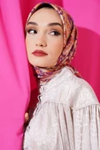 Hint Motifli Soft Eşarp Latte - 2
