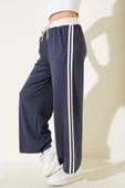 Loyşa Şeritli Geniş Paça Pantolon Füme - 2