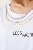 Baskılı Kolyeli T-shirt Beyaz thumbnail 4
