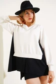 Gömlek Garnili Kuş Taşlı Salaş Sweatshirt Ekru - 2