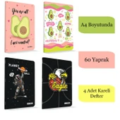 Çınar Uninote A4 60 Yaprak Karton Kapak Dikişli Defter Kareli 4 Adet - 1