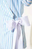 Yandan Bağlamalı Çizgili Kimono Mavi - 4