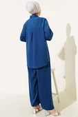 Omuz Taş Süslemeli Tunik İkili Takım İndigo thumbnail 3