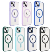 iPhone 14 Kılıf Wireless Şarj Özellikli Krom M-safe Silikon Kapak thumbnail 8