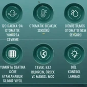Gfallx Kalibre Cihazlı Beyaz Kaz Uyumlu 120 Tavuk Yumurta Kapasiteli Otomatik Kuluçka Makinesi - 5